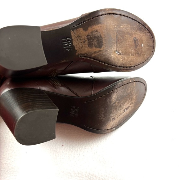 Frye Nora Chestnut Leather Stacked Heel Zip Ankle Moto Western Boots Size 7 - Picture 11 of 11